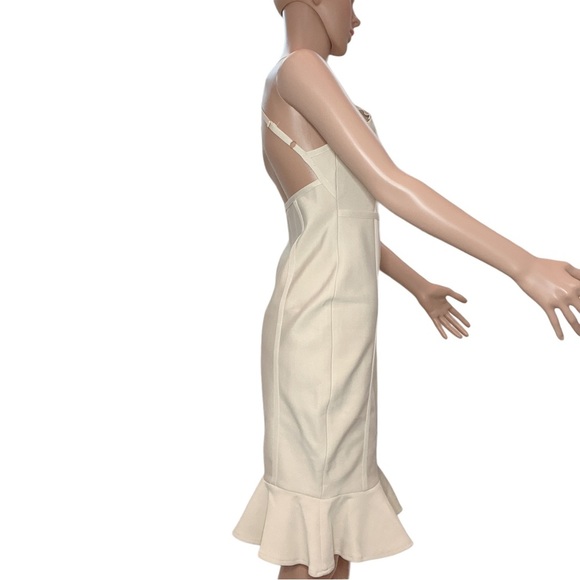 PETITE BANDAGE HALTER BODYCON MIDI DRESS, size 10, COLOR: Ivory - Picture 5 of 6